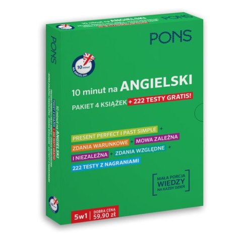 10 minut na angielski Pakiet 4 książek + 222 testy GRATIS PONS