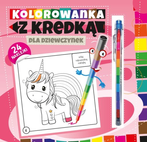 Kolorowanka z kredką. Dla dziewczynek