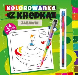 Kolorowanka z kredką. Zabawki