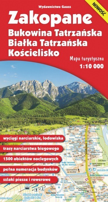 Mapa. Zakopane, Bukowina Tatrzańska, Białka Tatrzańska i Kościelisko 1:10 000