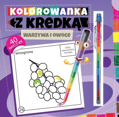 Kolorowanka z kredką warzywa i owoce