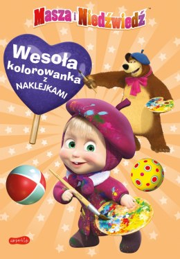 Masza i Niedźwiedź. Wesoła kolorowanka z naklejkami