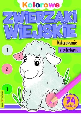 Zwierzaki wiejskie. Kolorowanie z cyferkami