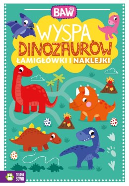 Wyspa dinozaurów. Łamigłówki i naklejki. Baw się