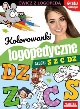 Kolorowanki logopedyczne z naklejkami. Głoski S Z C Dz