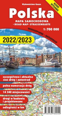 Polska. Mapa 1:700 000 wyd. foliowane wyd. 2024/2025