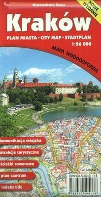 Kraków. Plan miasta 1:26 000. Mapa wodoodporna wyd. 16