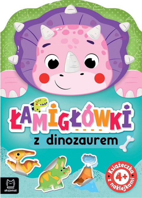 Łamigłówki z dinozaurem. Książeczka z naklejkami 4+