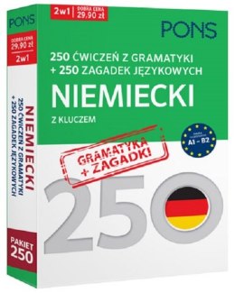 250 ćwiczeń z gramatyki i 250 zagadek z języka Niemieckiego z kluczem na poziomie A1-B2 PAK2 PONS