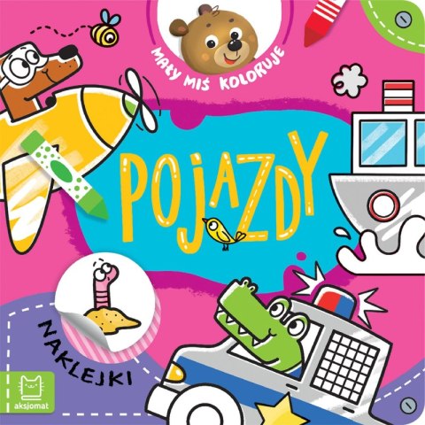 Pojazdy. Mały miś koloruje