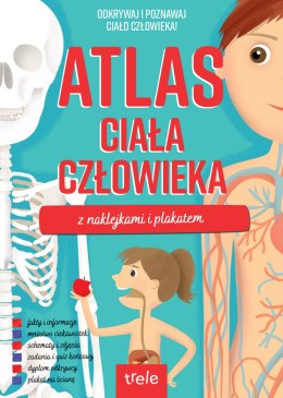 Atlas ciała człowieka z naklejkami i plakatem. Atlasy z naklejkami