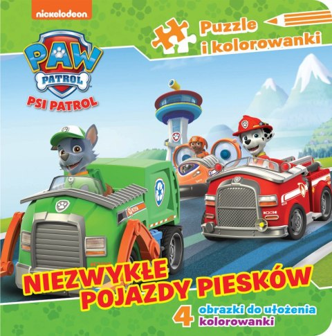 Niezwykłe pojazdy piesków. Puzzle i kolorowanki. Psi Patrol