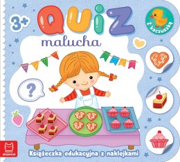 Książeczka edukacyjna z naklejkami z kaczuszką. Quiz malucha 3+