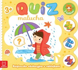 Książeczka edukacyjna z naklejkami z kotkiem. Quiz malucha 3+