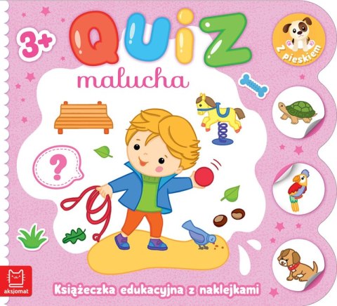 Książeczka edukacyjna z naklejkami z pieskiem. Quiz malucha 3+