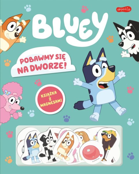 Pobawmy się na dworze! Bluey. Książka z magnesami