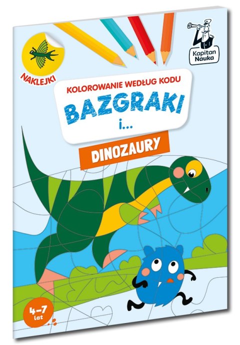 Bazgraki i dinozaury. Kolorowanie według kodu. Kapitan Nauka. Bazgraki Bazgraki i dinozaury. Kolorowanie według kodu. Kapitan Nauka. Bazgraki