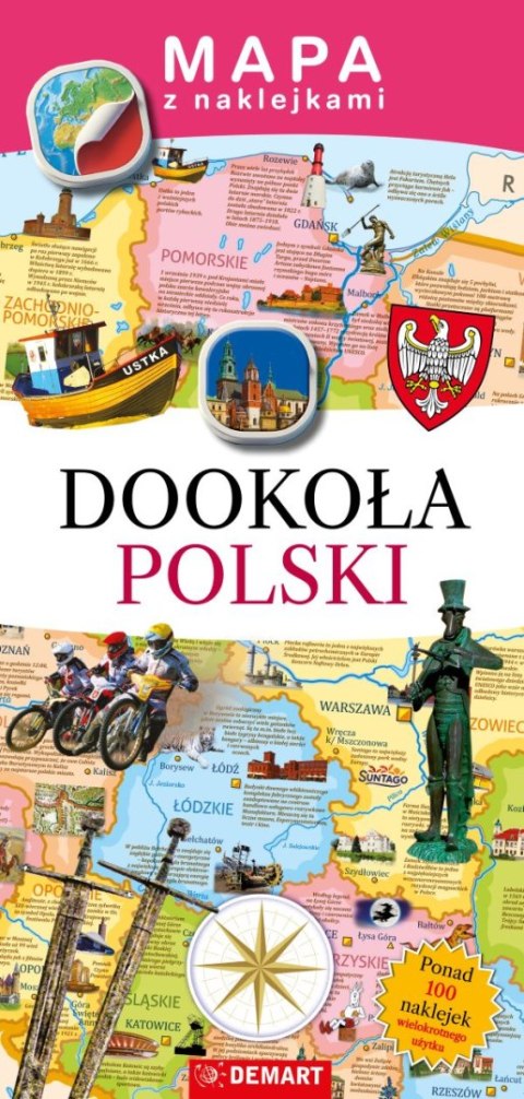 Mapa z naklejkami. Dookoła Polski Mapa z naklejkami. Dookoła Polski