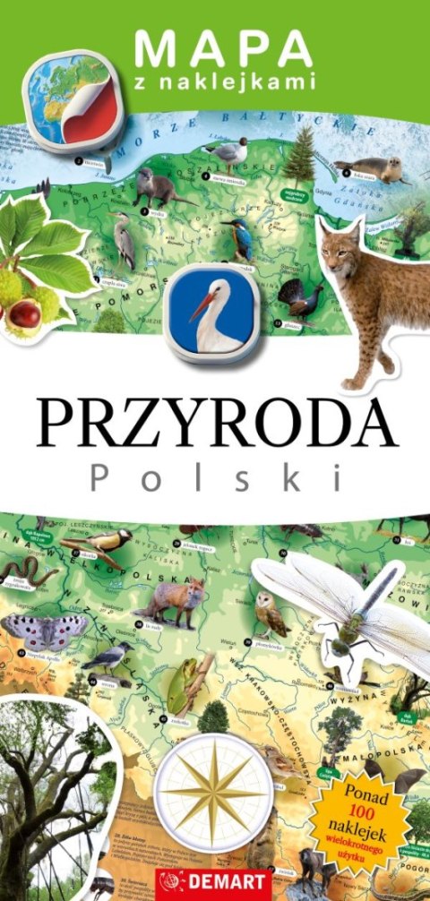 Mapa z naklejkami. Przyroda Polski Mapa z naklejkami. Przyroda Polski