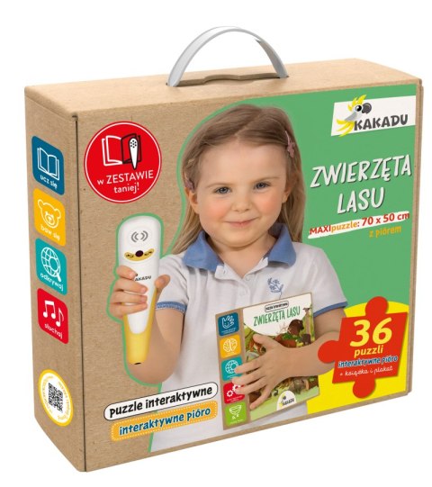 Pakiet z piórem KAKADU. Zwierzęta lasu / Puzzle interaktywne. Kakadu Pakiet z piórem KAKADU. Zwierzęta lasu / Puzzle interaktywne. Kakadu