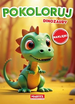 Pokoloruj dinozaury. Kolorowanka z naklejkami