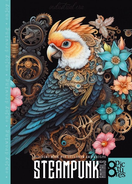 Kolorowanka A4 Steampunk Papuga Kolorowanka A4 Steampunk Papuga