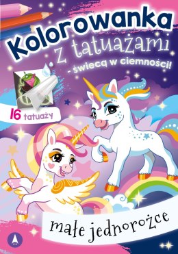 Małe jednorożce. Kolorowanka z tatuażami świecącymi w ciemności