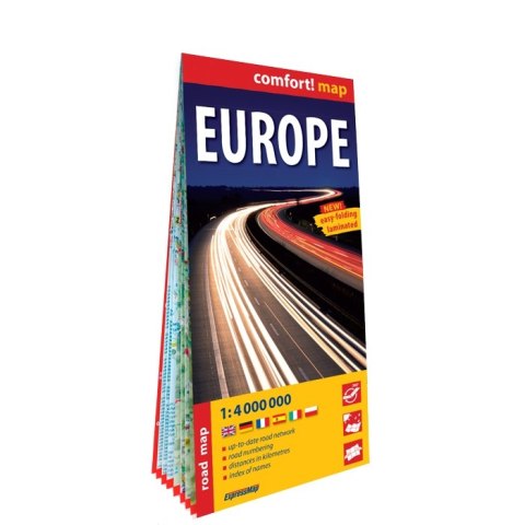 Europa laminowana mapa samochodowa 1:4 000 000 Europa laminowana mapa samochodowa 1:4 000 000