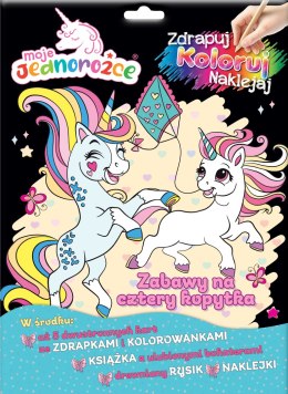 Zabawy na cztery kopytka. Moje Jednorożce. Zdrapuj, koloruj, naklejaj