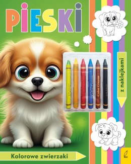 Pieski. Kolorowanka z kredkami