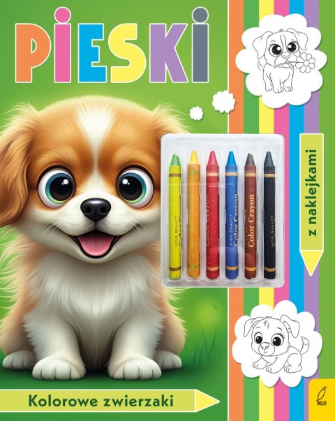 Pieski. Kolorowanka z kredkami