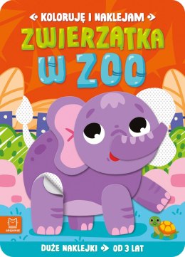 Zwierzątka w zoo. Duże naklejki od 3 lat. Koloruję i naklejam