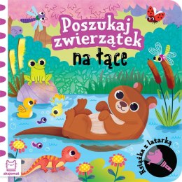 Poszukaj zwierzątek na łące. Książka z latarką